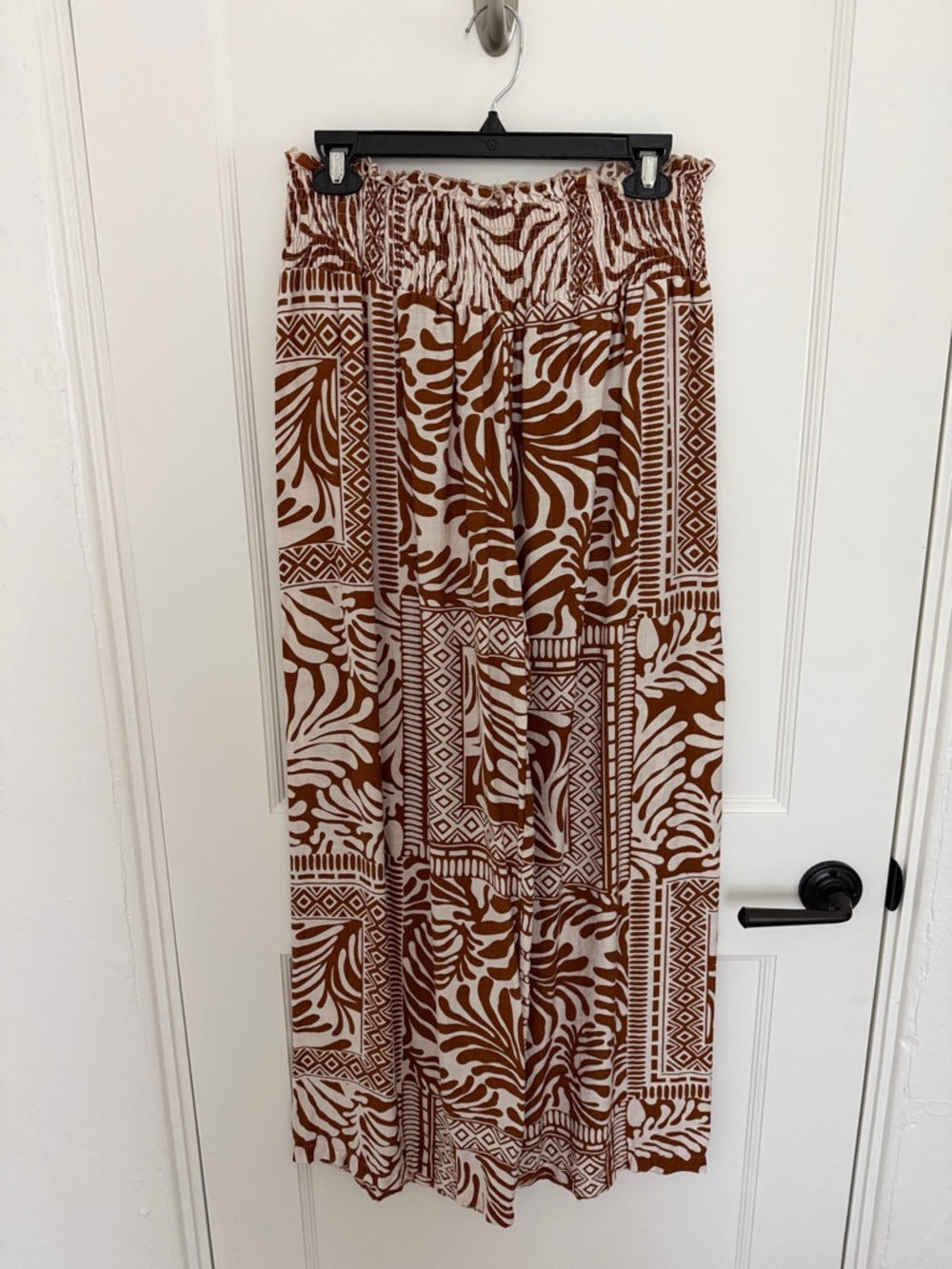 Brown and Cream Printed Wide Leg Pants
